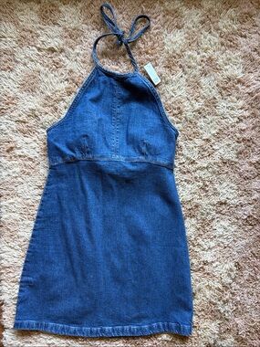 Gap halter denim dress new xs